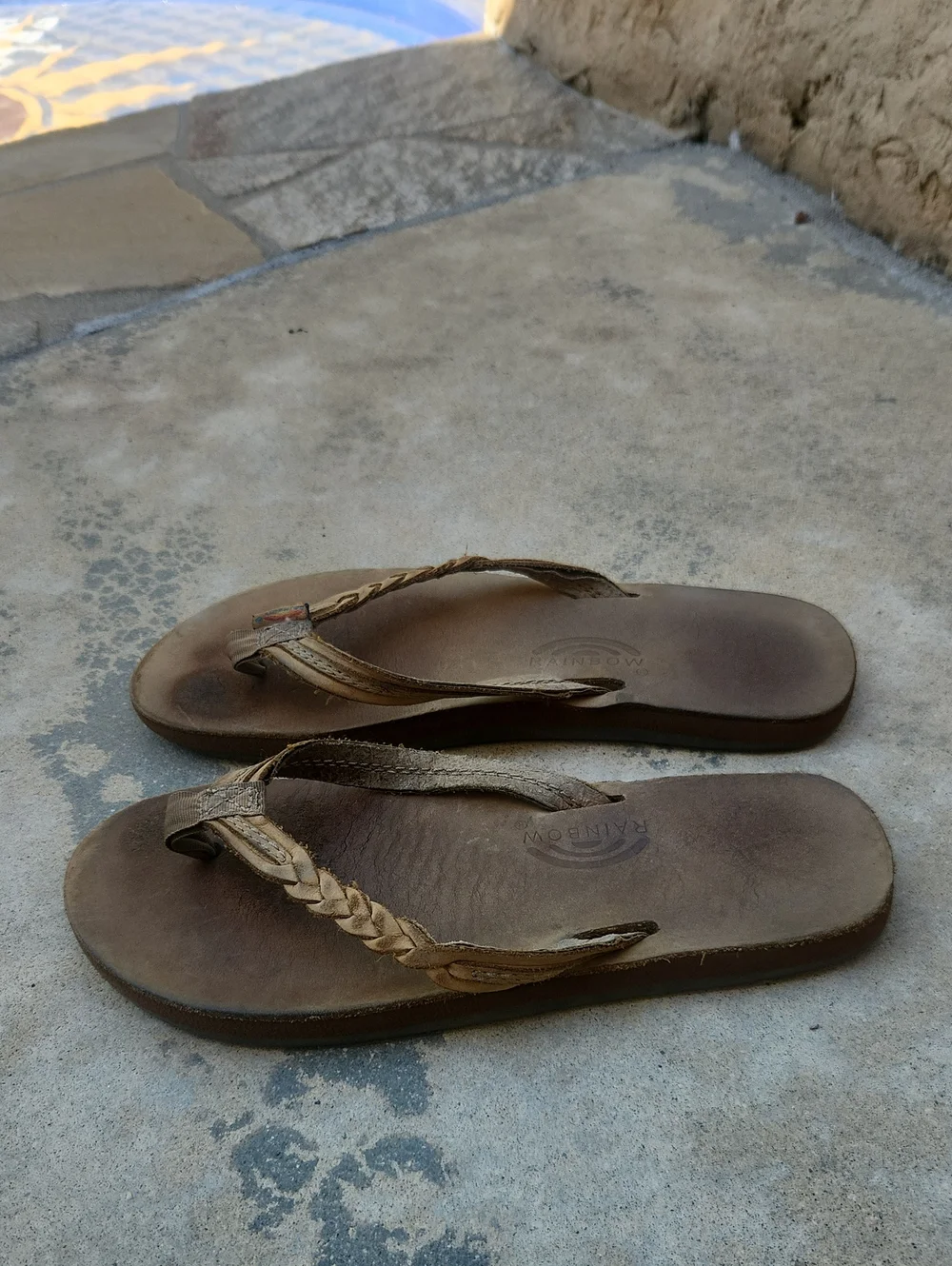 Rainbow Flip Flops Brown Braided Strap 2 3